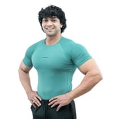 1 - Athflex Men's Half Sleeve Ace Compression T-Shirt, XXL Sea Green