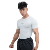 2 - Athflex Men's Half Sleeve Ace Compression T-Shirt, Large White