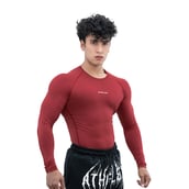 2 - Athflex Men's Full Sleeve Ace Compression T-Shirt,  Large  Maroon 