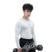 4 - Athflex Men's Full Sleeve Ace Compression T-Shirt,  Large  White 