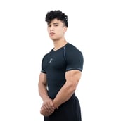 3 - Athflex Men's Muscle Fit Half Sleeve Textured Compression T-Shirt, XL Black