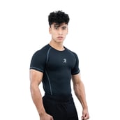 4 - Athflex Men's Muscle Fit Half Sleeve Textured Compression T-Shirt,  Medium  Black 