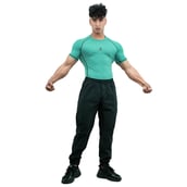 8 - Athflex Men's Muscle Fit Half Sleeve Textured Compression T-Shirt,  Medium  Bayside Green 