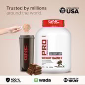 6 - GNC Pro Performance Weight Gainer & Black Plastic Shaker 750ml Combo,  6.6 lb  Double Chocolate 