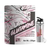 1 - Muscle Performance Glutamine,  0.55 lb  Unflavoured with Steel Shaker 