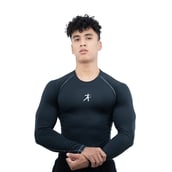 2 - Athflex Men's Muscle Fit Full Sleeve Textured Compression T-Shirt,  Large  Black 