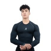2 - Athflex Men's Muscle Fit Full Sleeve Textured Compression T-Shirt,  XL  Black 