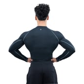 5 - Athflex Men's Muscle Fit Full Sleeve Textured Compression T-Shirt,  XL  Black 