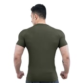 5 - Athflex Men's Slim Fit Round Neck Ribbed T-Shirt, Large Olive Green