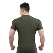 5 - Athflex Men's Slim Fit Round Neck Ribbed T-Shirt, Small Olive Green