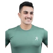 2 - Athflex Men's Round Neck Body Fit Textured T-Shirts,  Medium  Sea Green 