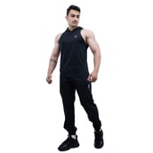 5 - Athflex Men's Activewear Training Sleeveless Gym and Sports Hoodie,  Black  Large 