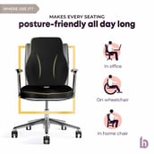 4 - betterhood Coccyx Back Support & Seat Cushion Combo,  Black  for Chair 