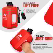 3 - GHC Nutrigize Leakproof Gallon Water Bottle with Handle,  Red  2 L 
