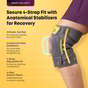2 - betterhood 4-Strap Knee Brace with Stabilizers,  Grey  Free Size 