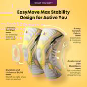 2 - betterhood Premium Knee Sleeve with with Gel Pad & Side Stabilizers,  Grey  Large 