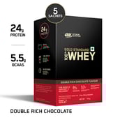 7 - ON (Optimum Nutrition) Gold Standard 100% Whey Protein,  5 sachets/pack  Double Rich Chocolate 