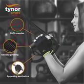 2 - Tynor Tynogrip Women's Gym Gloves,  Black with Green  Medium 