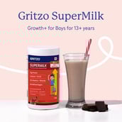 10 - Supermilk Gritzo Height+ for 13+ Yrs Boys Personalized Protein & Nutrition Drink Mix,  400 g  Double Chocolate
