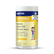 Supermilk Gritzo Growth+(Formerly Height+) Unsweetened for Girl 10 to 12 Years,  400 g  Creamy Pink Vanilla 