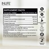 6 - INLIFE Extra Virgin Cold Pressed Flaxseed Oil 1000mg with Omega 3 6 9,  60 softgels 