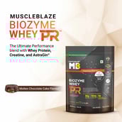 3 - MuscleBlaze Biozyme Whey PR,  2.2 lb  Refill Pouch Molten Chocolate Cake