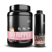 QNT ISO Ripped & Carnipump Ripping Pre-workout 500 ml Peach Combo, 2.2 lb Strawberry Banana