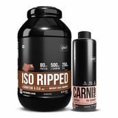 QNT ISO Ripped & Carnipump Ripping Pre-workout 500ml Peach Combo, 4.4 lb Choco Brownie