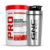 1 - GNC Pro Performance Pure Micronized Creatine Monohydrate, Cranberry with Steel Shaker 750ml 0.88 lb