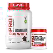 1 - GNC Pro Performance 100% Whey 2 lb & Creatine Monohydrate 0.22 lb Combo,  2 Piece(s)/Pack  Chocolate Fudge & Unflavoured 