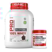 1 - GNC Pro Performance 100% Whey Protein,  4 lb  Chocolate Fudge with Creatine Monohydrate 0.55 lb Combo 