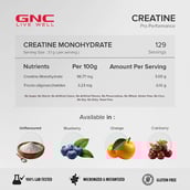 9 - GNC Pro Performance Pure Micronized Creatine Monohydrate,  Unflavoured with Steel Shaker 750ml  0.88 lb 