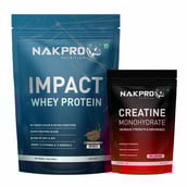 1 - Nakpro Impact Whey Protein 2.2 lb & Creatine Monohydrate 0.22 lb Combo,,  2 Piece(s)/Pack  Chocolate & Unflavoured 