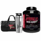 1 - Muscle Performance Anabolic Mass Gainer with Steel Shaker & Gym Bag Combo,  5.5 lb  Belgium Chocolate 