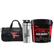 1 - Muscle Performance Anabolic Mass Gainer with Steel Shaker & Gym Bag Combo,  11 lb  Creamy Vanilla 