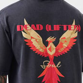 7 - MuscleBlaze Deadlifted Soul Phoenix Oversized Washed T-Shirt,  X-Small  Light Grey