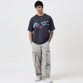 8 - MuscleBlaze 100% Red Flag 0% Body Fat Oversized Washed T-Shirt,  Medium  Light Grey