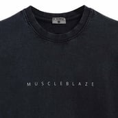 5 - MuscleBlaze BDSM Oversized Washed T-Shirt,  Large  Blue Tint