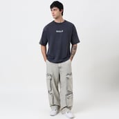 8 - MuscleBlaze Lifting Club Oversized Washed T-Shirt,  Small  Light Grey