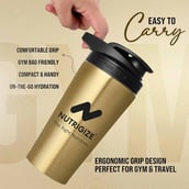 3 - GHC Nutrigize Stainless Steel Shaker Bottle,  Golden  700 ml 