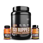 1 - QNT ISO Ripped, Omega 3 (1000 mg) 60 Softgels & Daily Vitamins 60 capsules Combo,  2.2 lb  Choco Brownie 