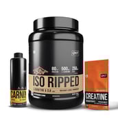 1 - QNT ISO Ripped, Carnipump Ripping Pre-workout 500ml Navel Orange & Creatine Monohydrate Unflavoured 0.198 lb Combo,  2.2 lb  Cafe Bevarabia 