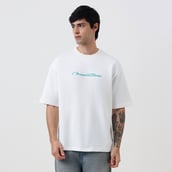 3 - MuscleBlaze Natty But Tasty Avocado Oversized Solid T-Shirt,  Large  White 