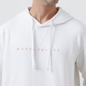 4 - MuscleBlaze Z Verse Oversized Solid Hoodie, White X-Large
