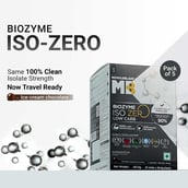 1 - MuscleBlaze Biozyme Iso-Zero Powder, 0.37 lb Low carb Ice Cream Chocolate Travel Pack (5x33.5g)