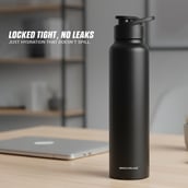 4 - MuscleBlaze Stainless Steel Water Bottle, Black 1 L