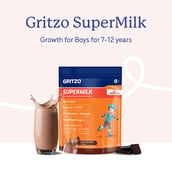 2 - Supermilk Gritzo Growth for Boy 7-12 years, 335 g Double Chocolate (Pouch)