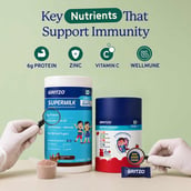 6 - Gritzo Supermilk Immunity Kit, 400 g Chocolate for Boy/Girl 2-6 Yrs with Gummies
