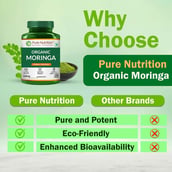 4 - Pure Nutrition Organic Moringa 1200mg,  180 tablets 