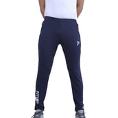 2 - Fitinc Dobby Lycra Trackpant with Two Side Zipper Pockets,  Navy Blue  Large 